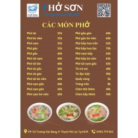 Menu Phở Sơn 2